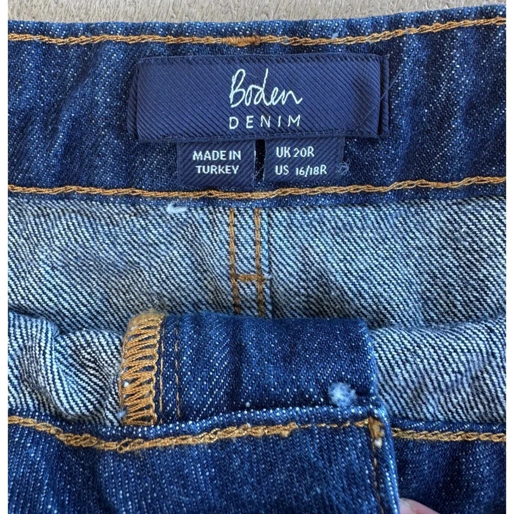 Boden Dark Wash Denim A-Line Mini Skirt High Rise Blue Size US 16/18R